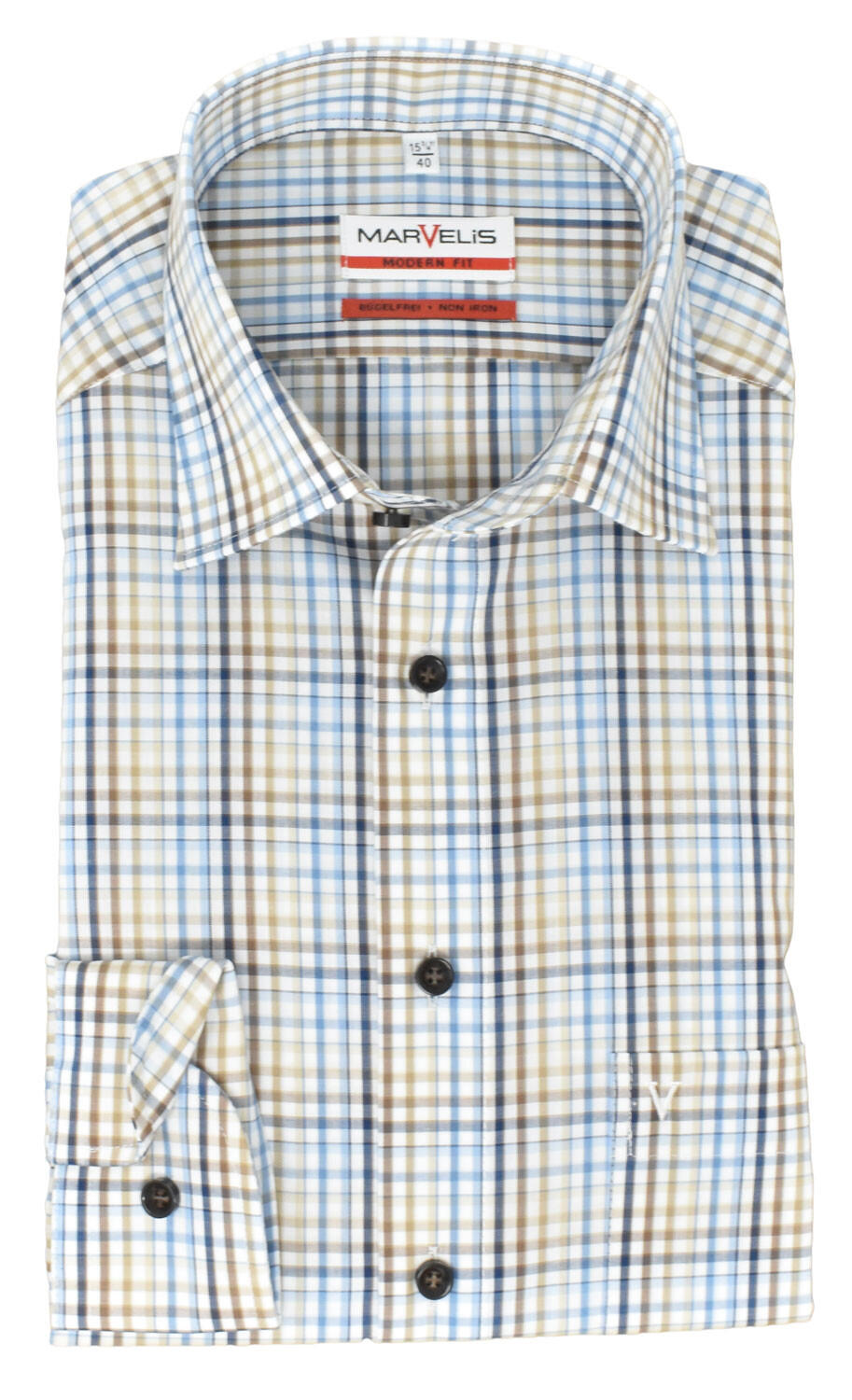 

Рубашка MARVELIS Modern Fit Business, цвет Braun/Blau
