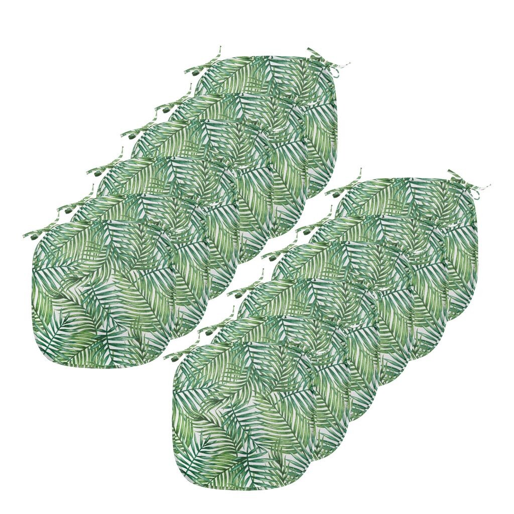 

Подушки для обеденного стула ABAKUHAUS Leaf, дикие пальмы, декоративная водонепроницаемая подушка с ремнями для кухонных сидений, 40 см x 40 см — упаковка из 12 шт., зеленый белый