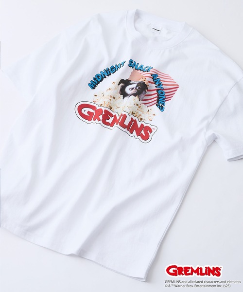 

Футболка унисекс свободного кроя с приспущенными плечами и принтом Gremlins JEANS MATE, белый