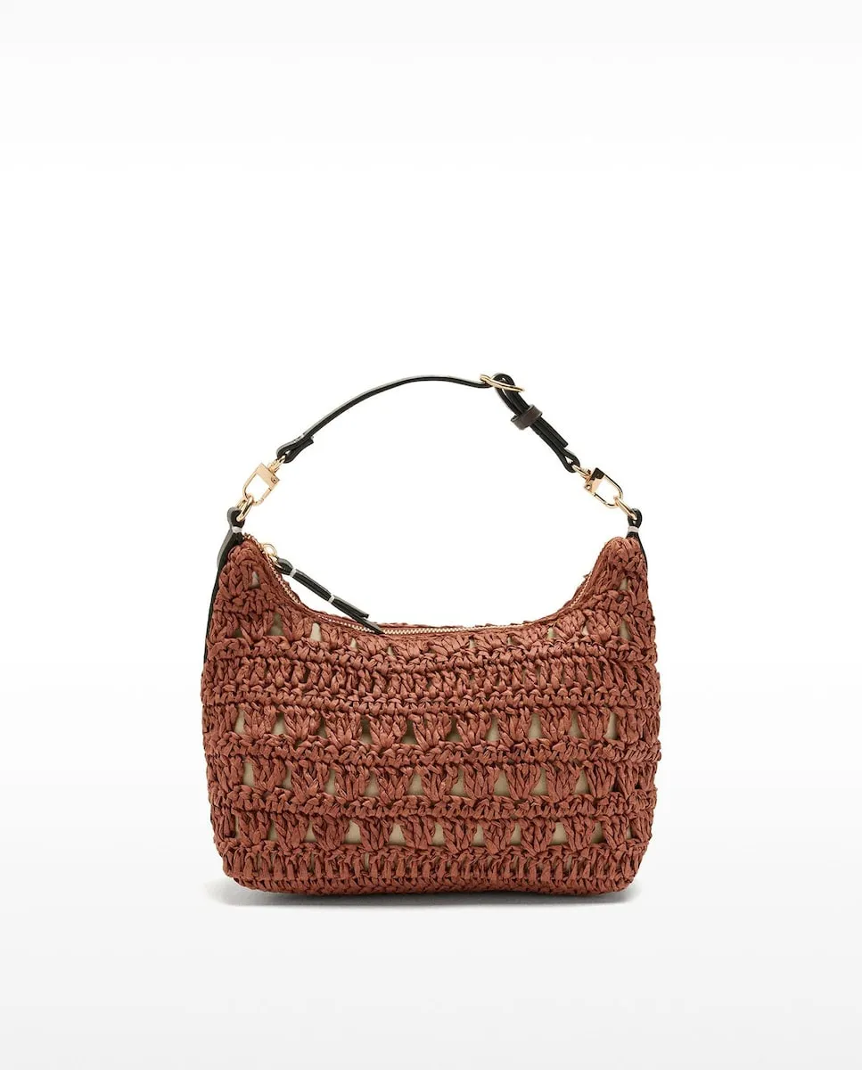 

Многофункциональная сумка через плечо из эффекта рафии с гладкой молнией Parfois, красный