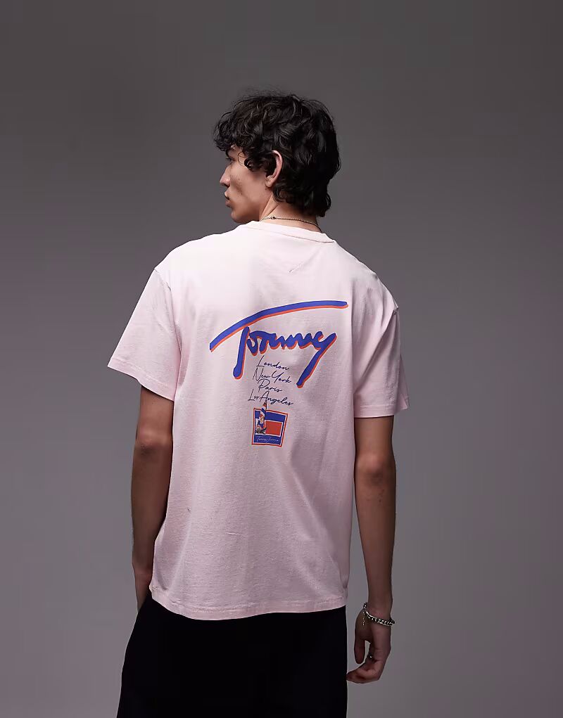 

Футболка с фирменным принтом Tommy Jeans розового и фиолетового цветов