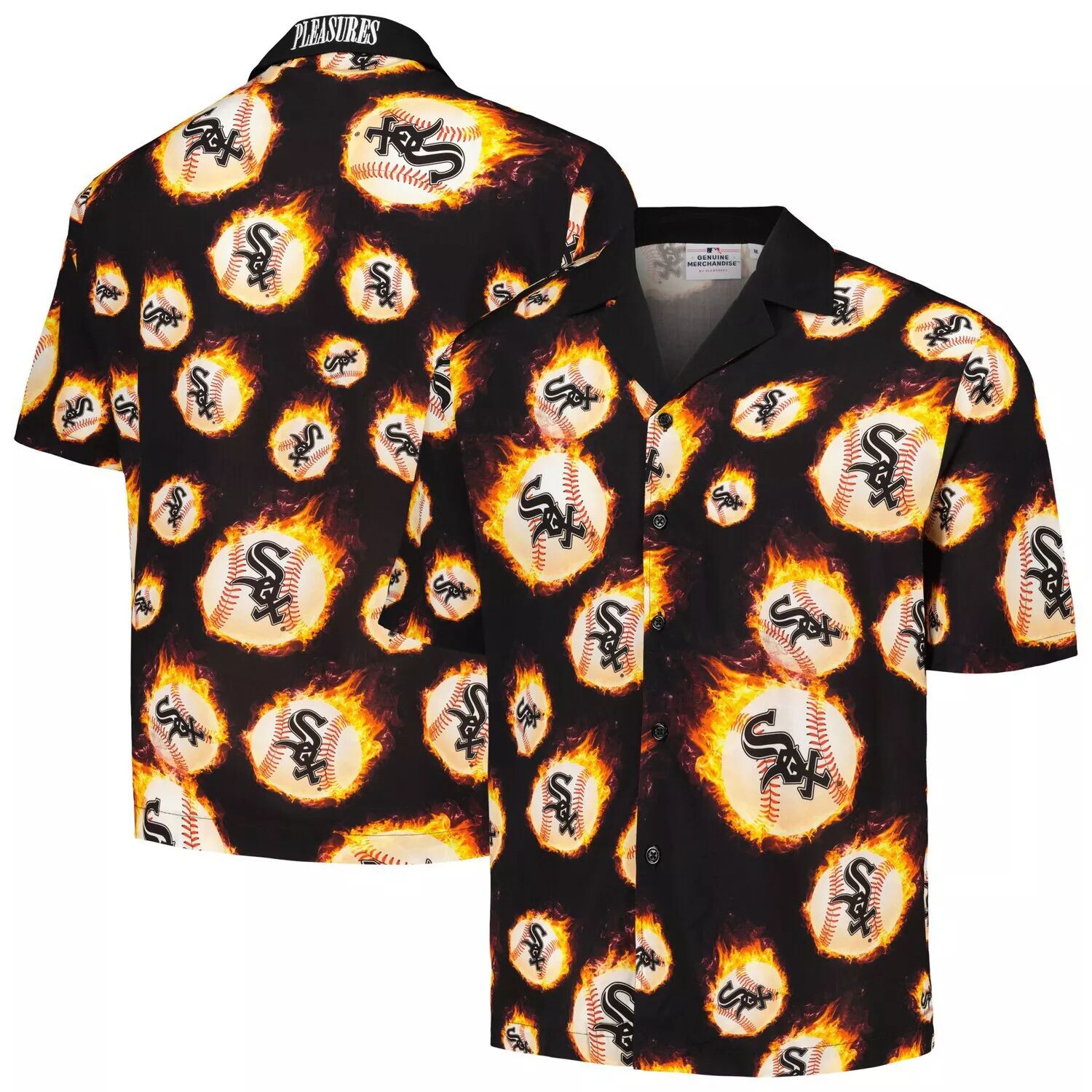 

Мужская черная рубашка на пуговицах Chicago White Sox Flame Fireball