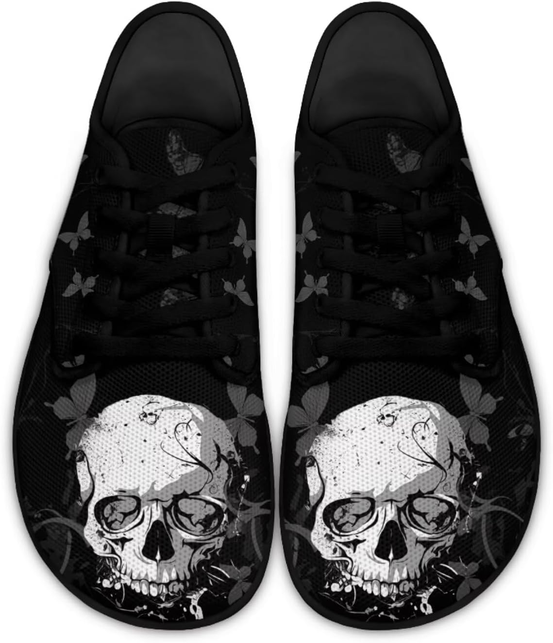 

Женские кроссовки с черепами для ходьбы и бега, модные туфли на шнуровке, лоферы для вождения Ecaestolph, черный