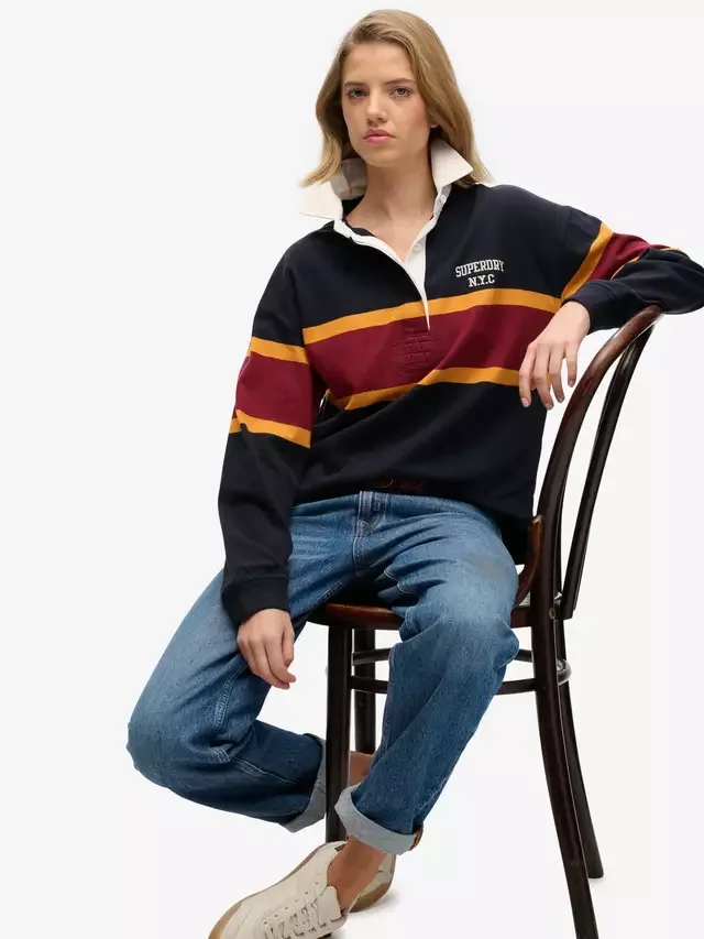 Регбийная футболка с полосками в стиле наследие Superdry, Eclipse Navy — фото 4