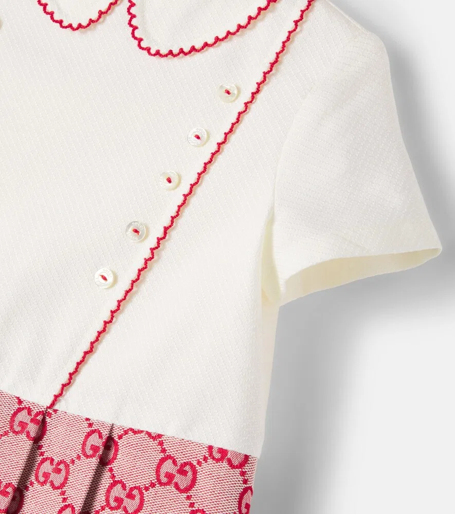 Платье Baby GG из канваса с плиссировкой Gucci Kids, белый — фото 3