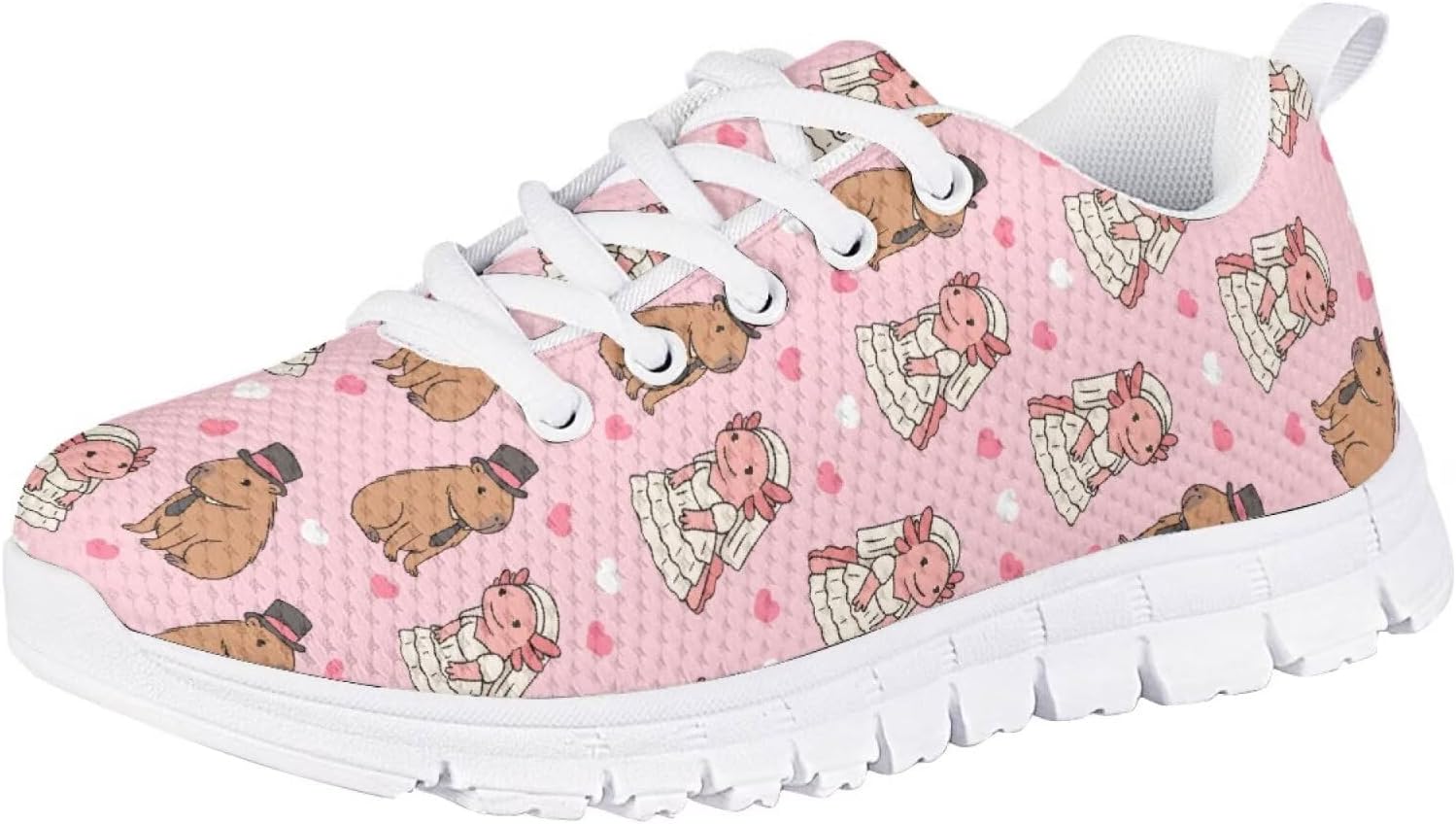 

Кроссовки Jeiento для детей мальчиков и девочек, для бега и тенниса, дышащие спортивные кроссовки, размеры для малышей, маленьких и больших детей, Capybara Axolotl Wedding