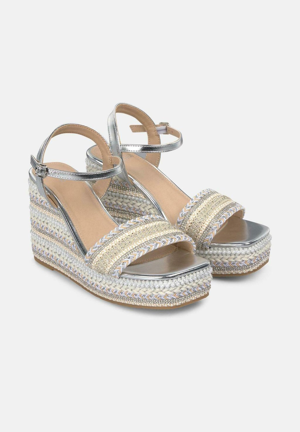 Босоножки на танкетке PUNTERA Y CIERRE CON HEBILLA - High heeled sandals Alma Blue, серебряный — фото 2