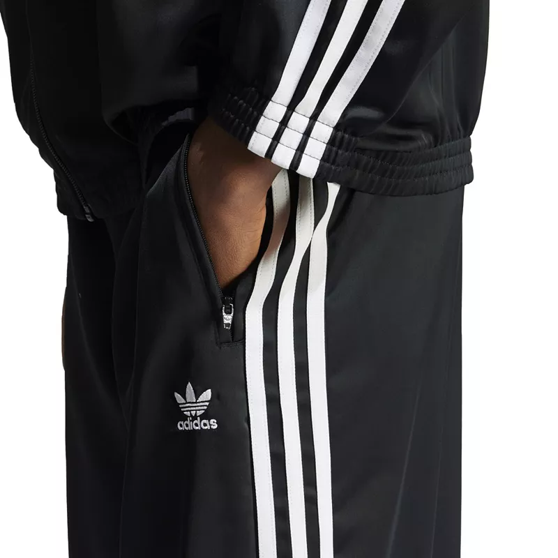Женские атласные широкие спортивные брюки Adidas Originals Adicolor, черный — фото 4