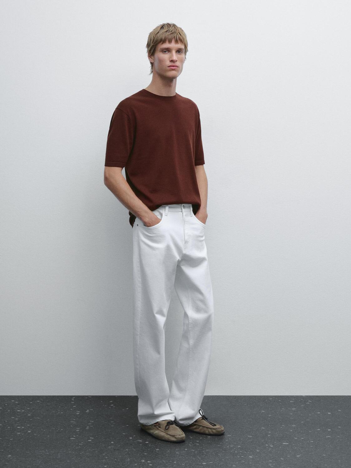 

Футболка из 100% хлопкового трикотажа Massimo Dutti, Mahogany