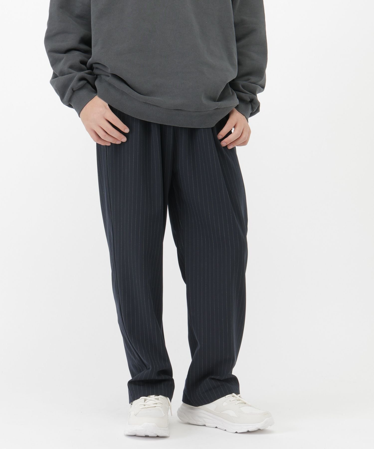 Удобные брюки, идеально подходящие для лета / И ЛЮБЫЕ / 629902 GLOBAL WORK, Navy Stripe 88