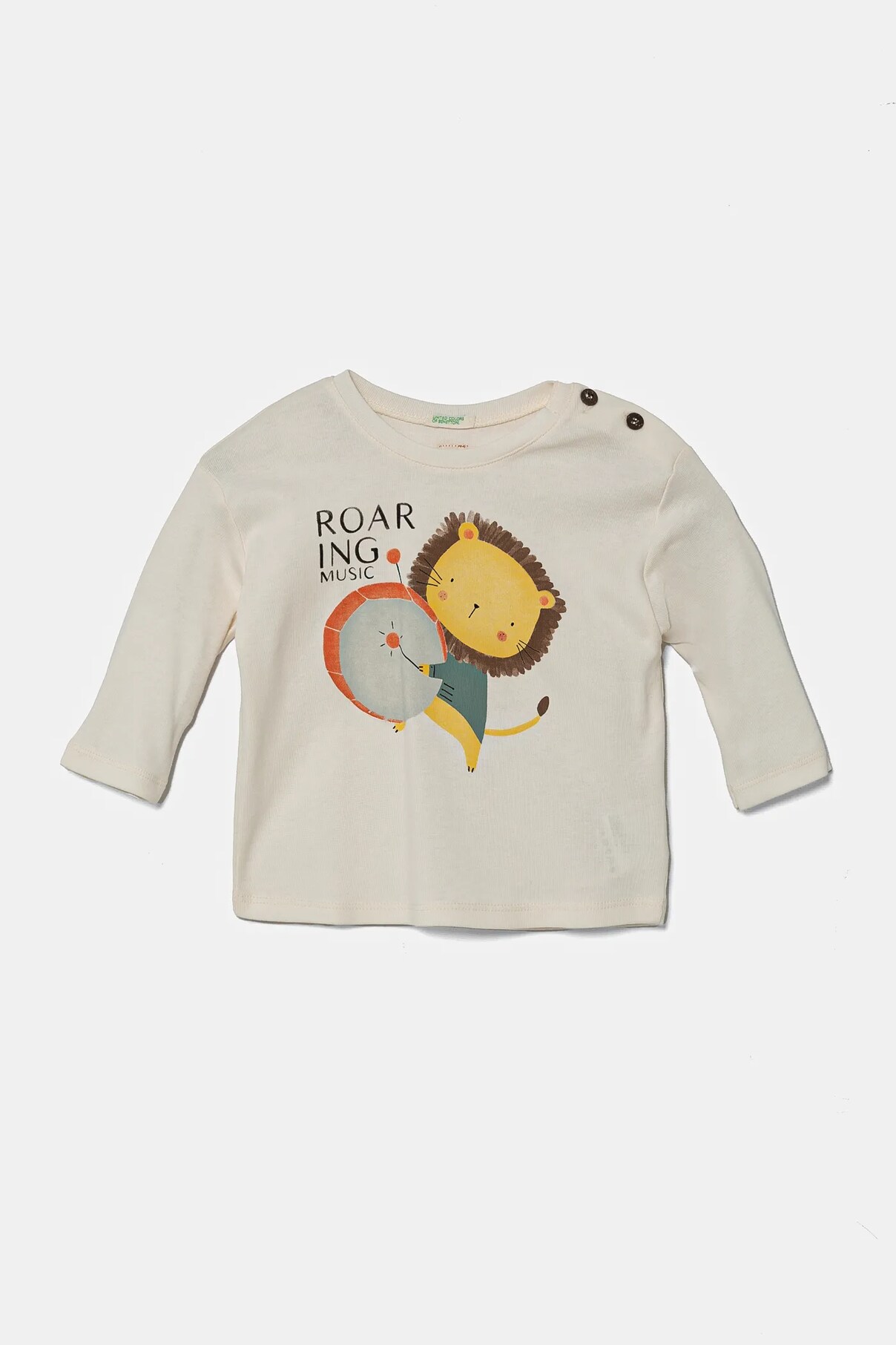 

Детская хлопковая кофта с длинными рукавами United Colors Of Benetton, бежевый