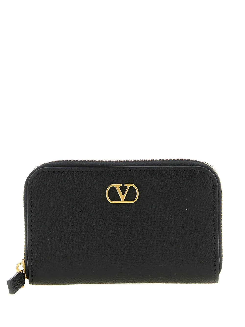 

Кожаный кардхолдер на молнии цвета гранат Valentino Garavani, черный