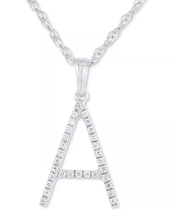 

Ожерелье с бриллиантом (1/10 карата) в форме инициала из 10-каратного белого золота, 16 дюймов + 2 дюйма удлинителя Macy'S, a