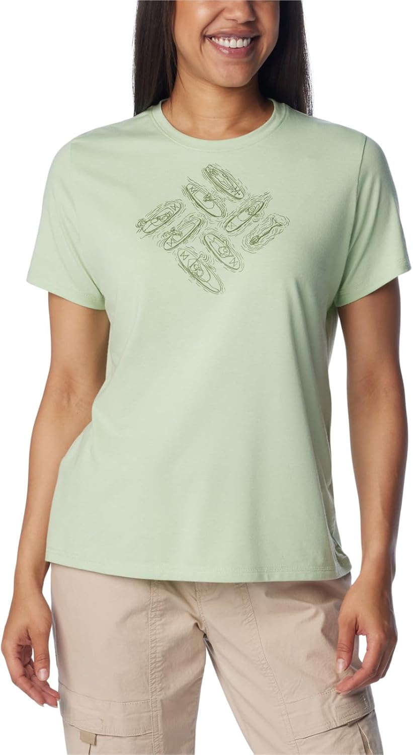 

Женская футболка Columbia Sun Trek Ss Graphic Tee, Sage Leaf/Outlined Kayaks, Зеленый, Женская футболка Columbia Sun Trek Ss Graphic Tee, Sage Leaf/Outlined Kayaks