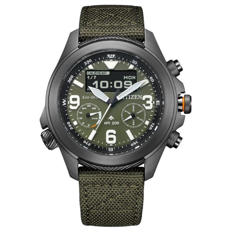 

CITIZEN Часы PROMASTER Series Solar Quartz Movement Nylon Strap Watch Men's Watch Green Dial, Green Dial