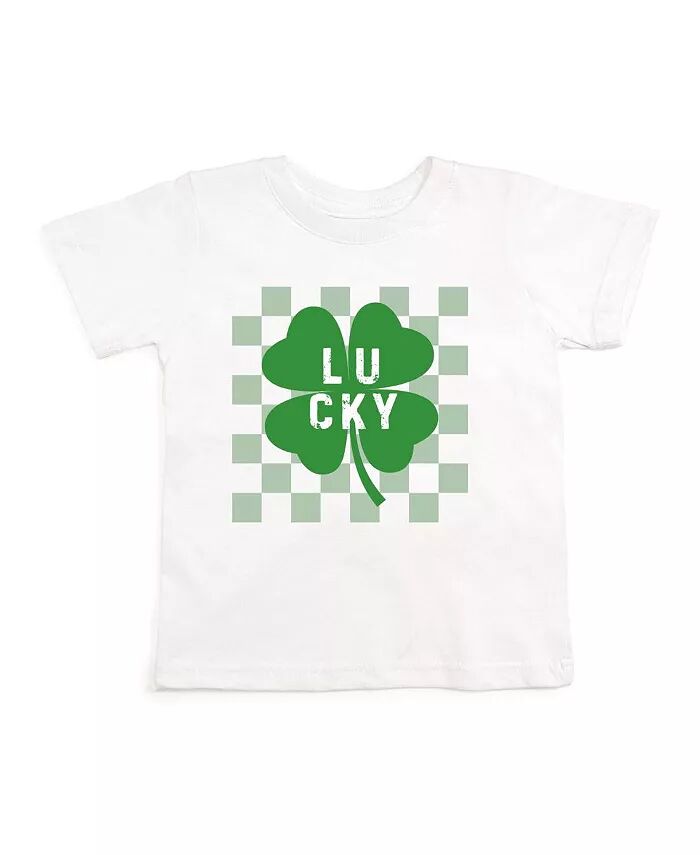 

Футболка с коротким рукавом Lucky Shamrock в клетку ко Дню Святого Патрика для малышей Sweet Wink, белый