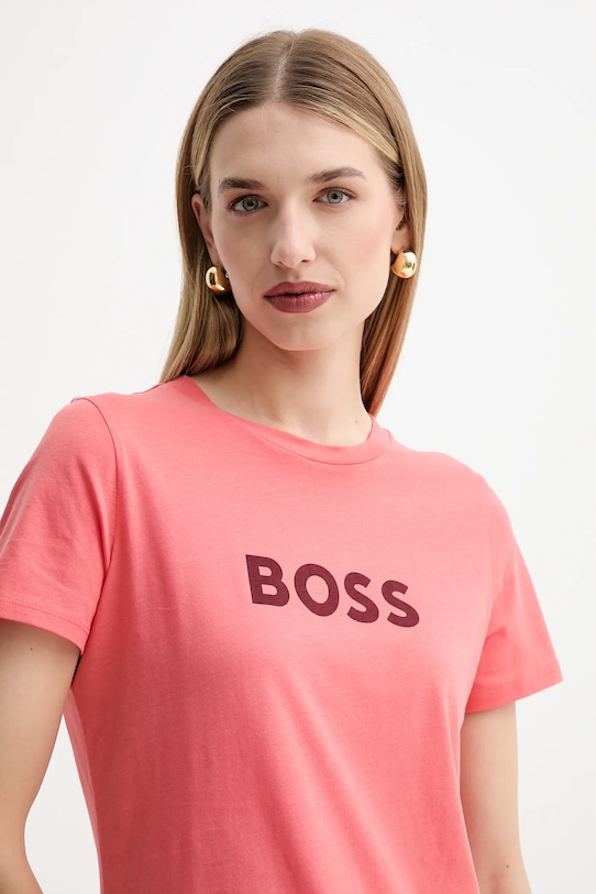 Хлопковая футболка c_elogo_5 BOSS Orange, оранжевый — фото 4