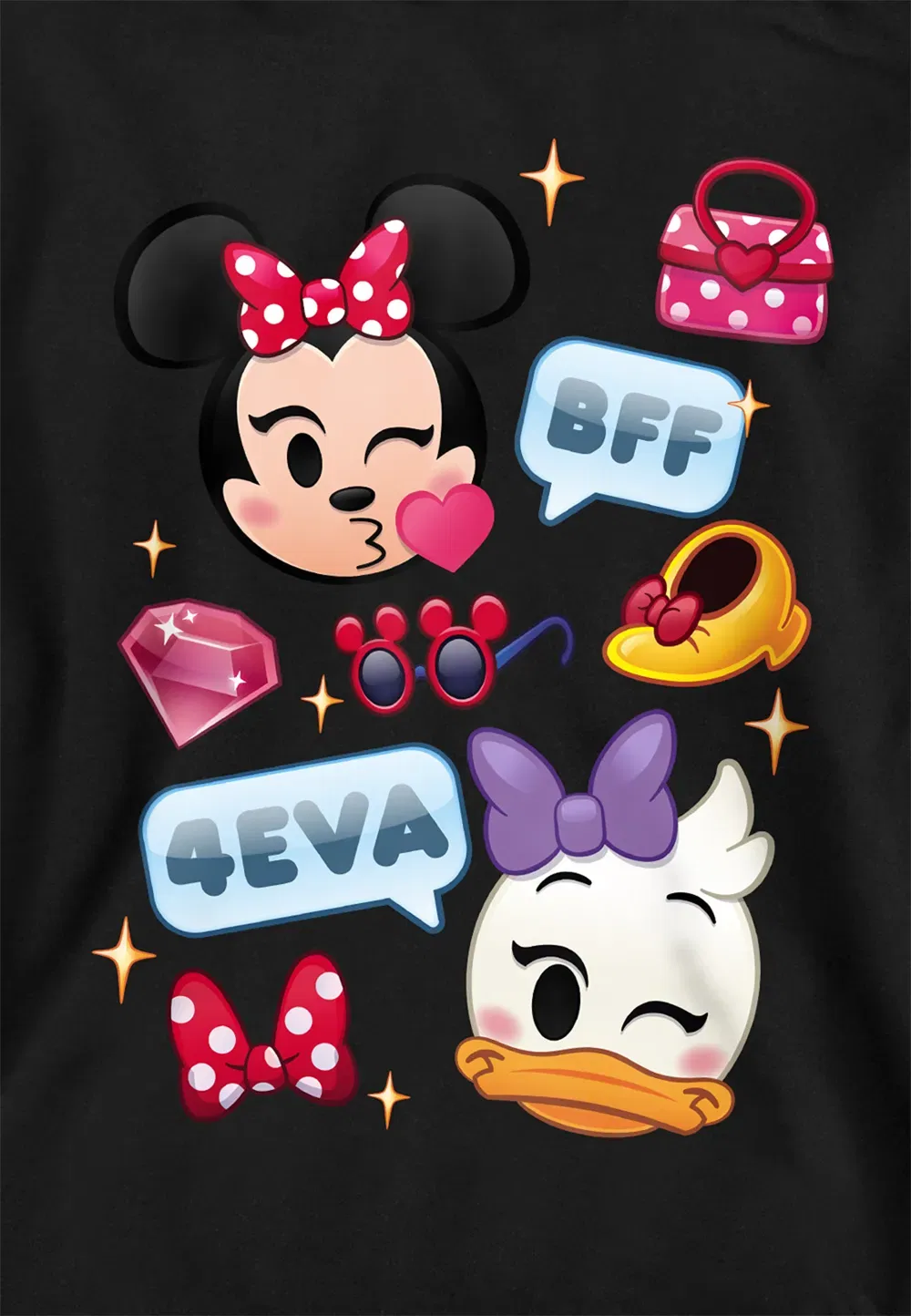 Детский худи с принтом Minnie Mouse и Daisy, Disney, черный — фото 2