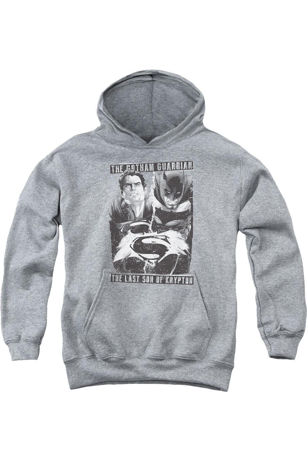 

Бэтмен против Супермена: Защитник против Сына молодежная толстовка с капюшоном Gildan, Athletic Heather