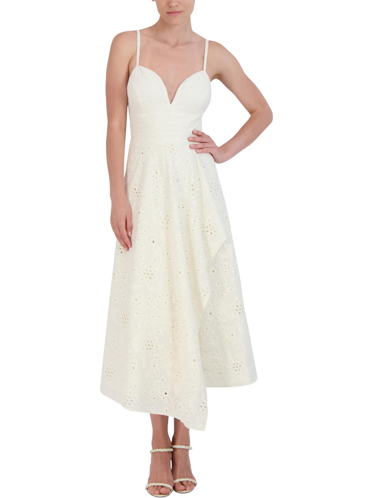 

Женский хлопковый асимметричный сарафан BCBGMAXAZRIA, цвет gardenia