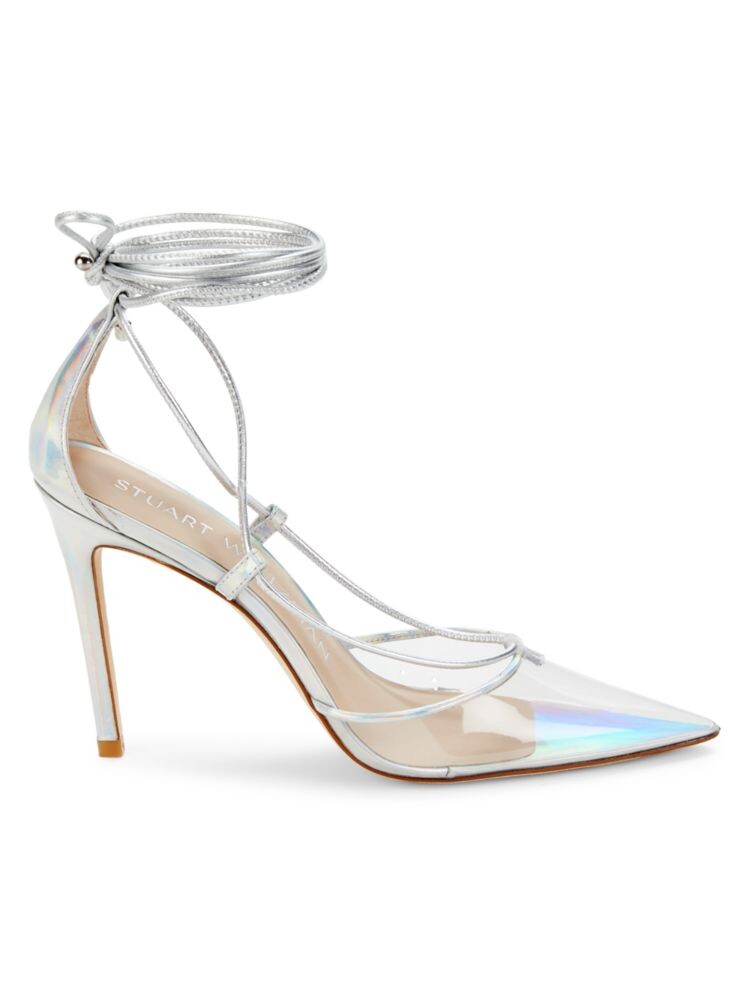 

Туфли на шпильке с острым носком Stuart Weitzman, цвет Silver Clear