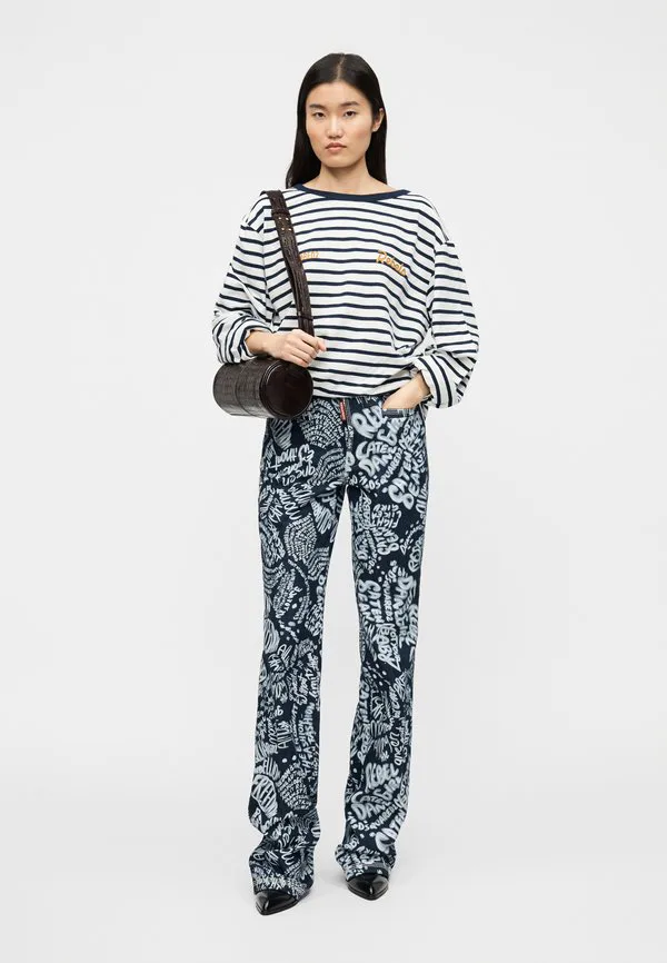 Полосатая легкая блузка с длинными рукавами Dsquared2, White/Blue Navy — фото 2