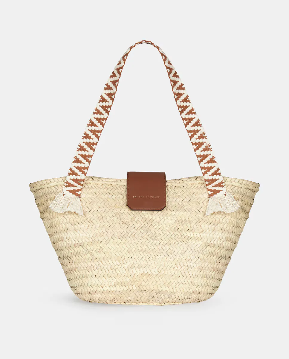

Сумка Capazo con asas en palma y piel lisa Sandra Freckled, коричневый