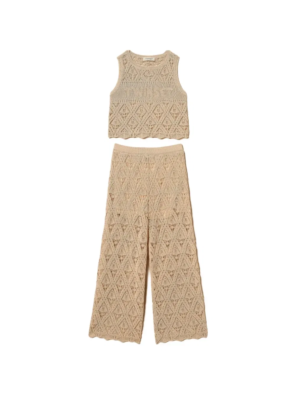 Комплект из топа и брюк широкого кроя Twinset Kids, бежевый