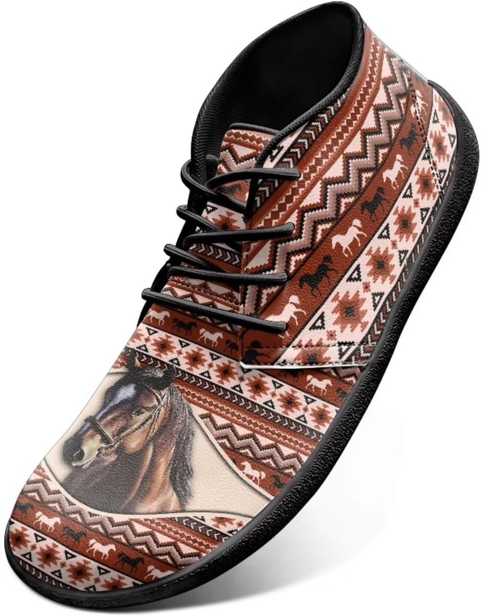 

Мужские кроссовки Aztec Road Running с нулевой прокладкой, широкие минималистичные тренировочные кроссовки, нарядные кроссовки для женщин, модный образ Chririnla, Boho Aztec Horse