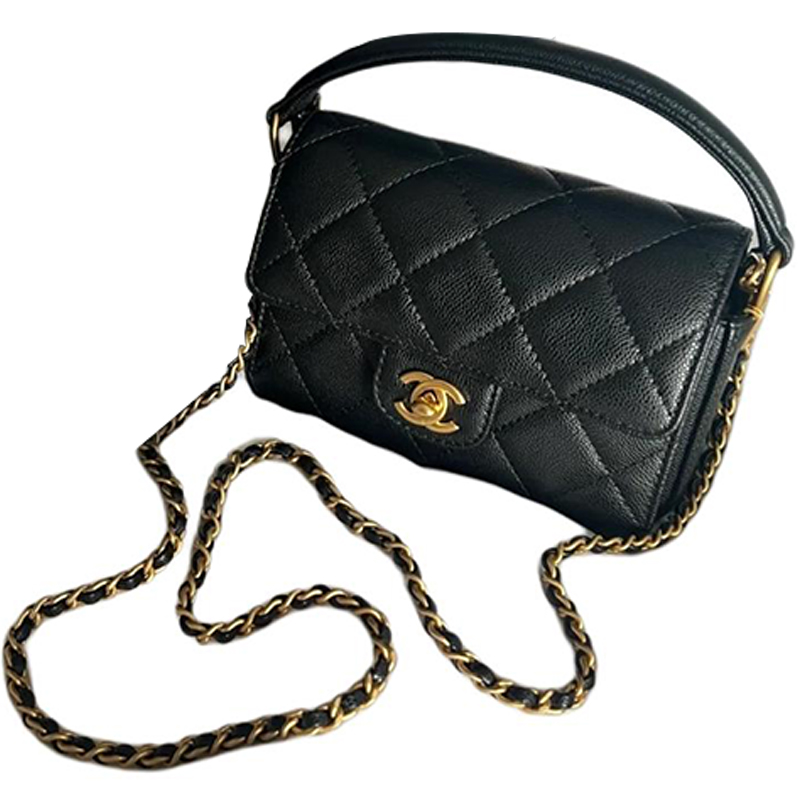 24K Блестящая Кожа Теленка Мини Плечевая Сумка Через Плечо Черная CHANEL — фото 2