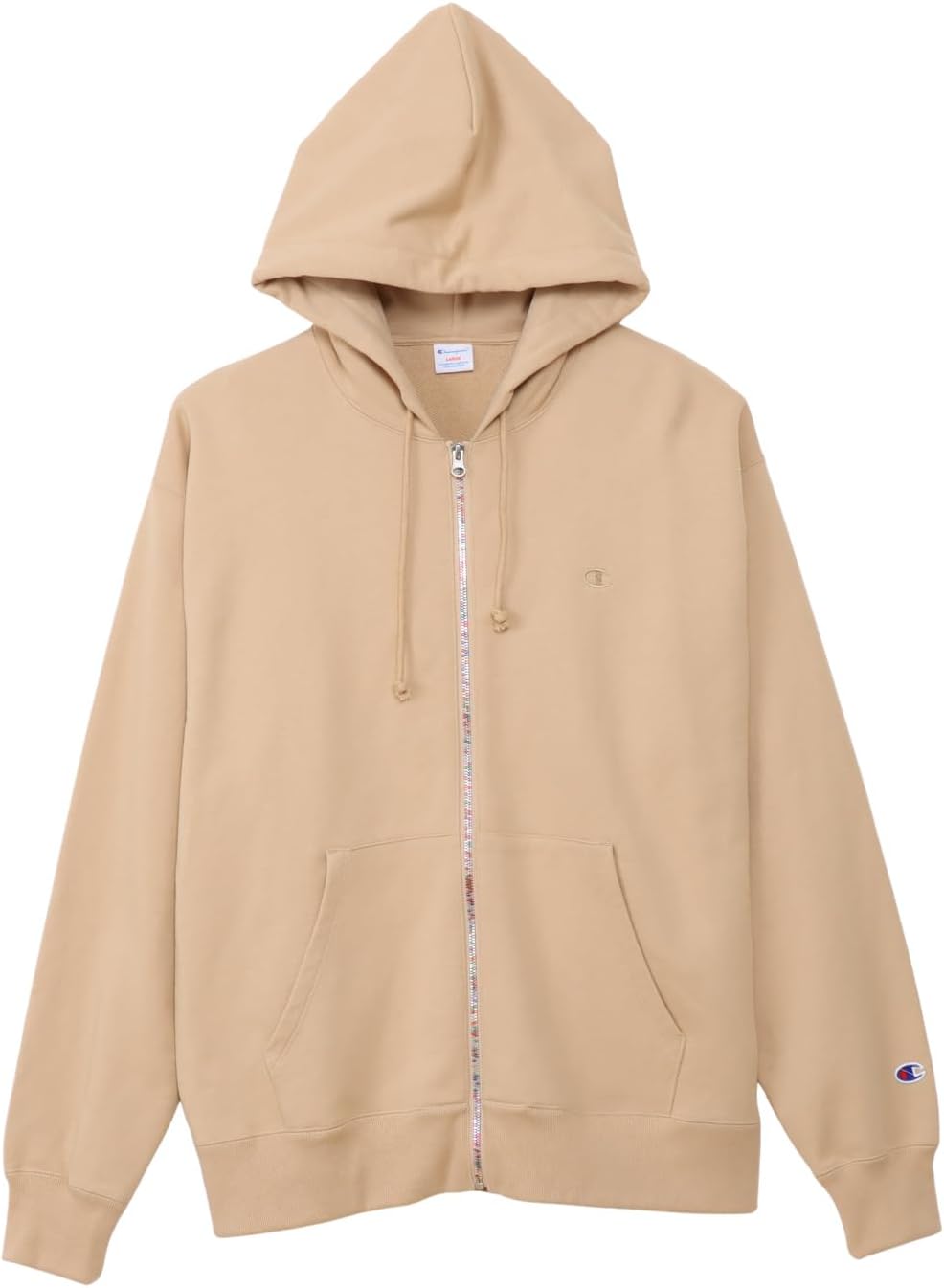 

Мужская повседневная толстовка Champion с капюшоном, длинными рукавами, 100% хлопок, свободный крой, вышивка логотипа в одной точке, застежка-молния, модель C3-D104, бежевый