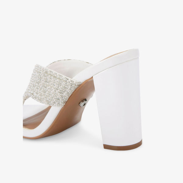 Босоножки Carvela Папарацци на каблуке с жемчужным декором из искусственной кожи, белый — фото 4