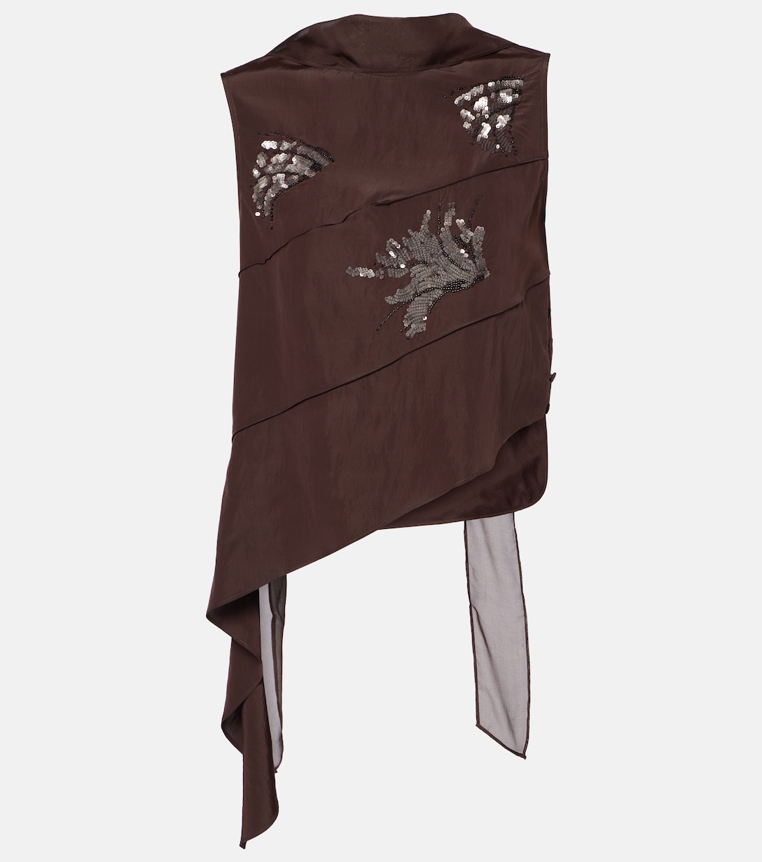 

Асимметричный топ с декоративным шарфом Jacques Wei, Embroidered Flower