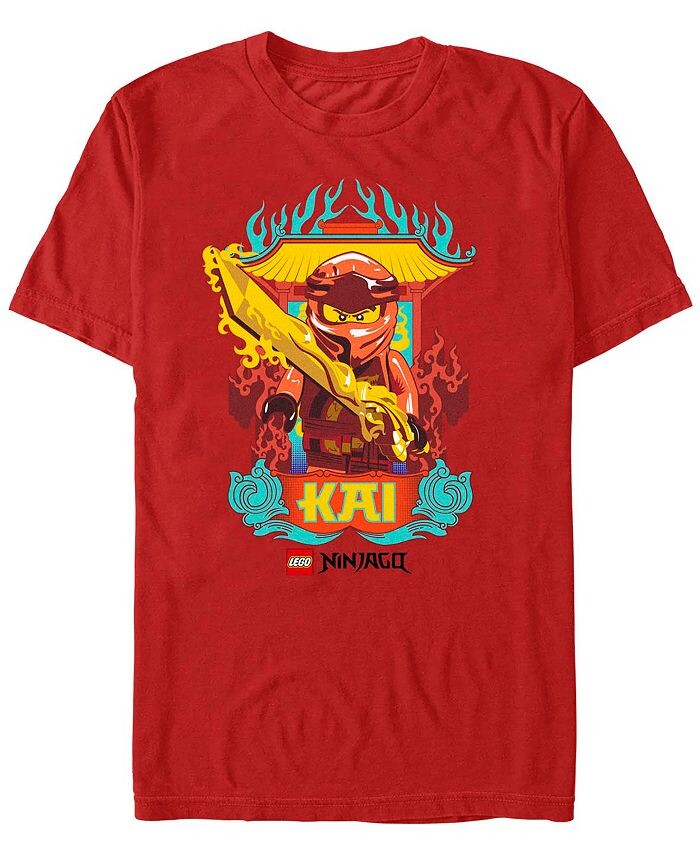 

Мужская футболка с коротким рукавом Lego Ninjago Kai Badge Fifth Sun, красный