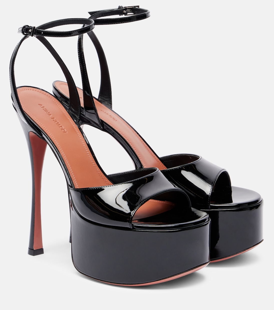 Ая 155 лаковые сандалии на платформе Amina Muaddi, Black+Silver