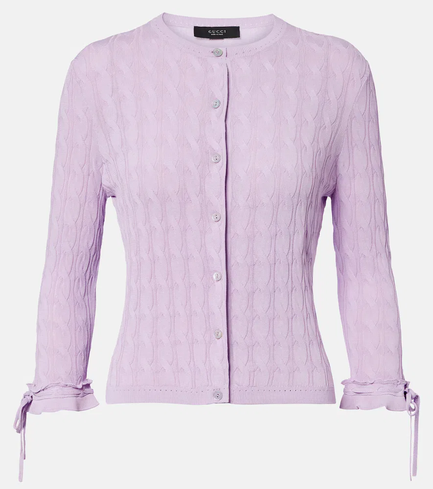 Кардиган крупной вязки Gucci, дизайнерский, объемный, фиолетовый