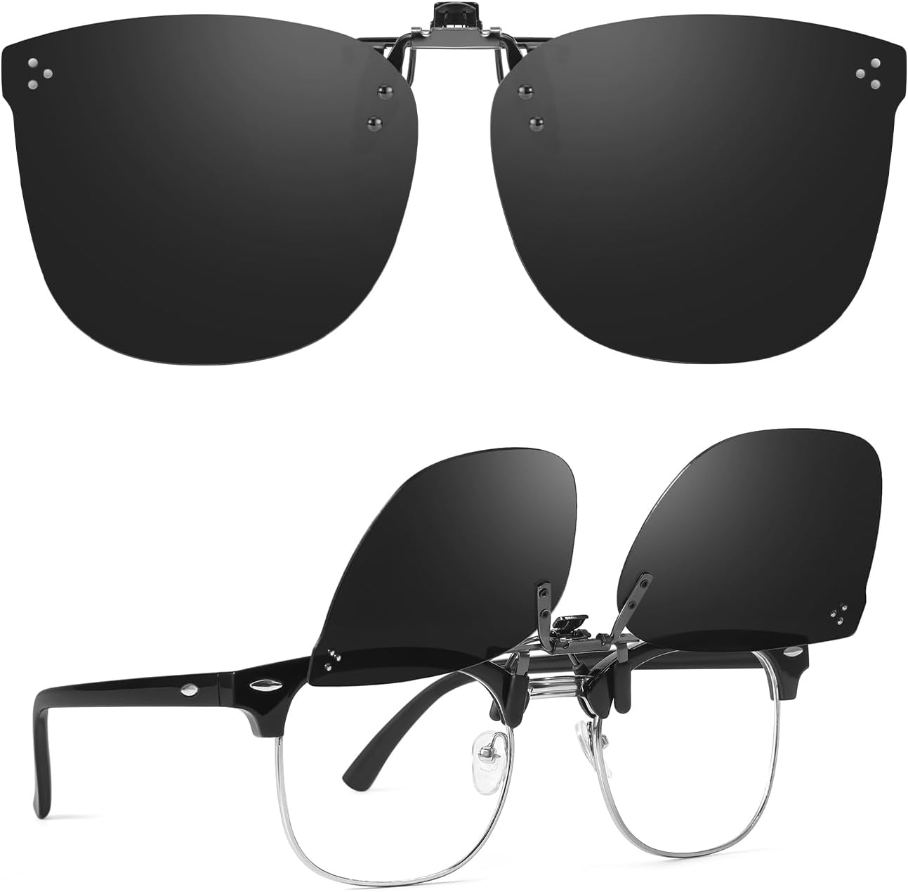 

Солнцезащитные очки TJUTR увеличенного размера с поляризационными линзами, надеваемые поверх очков с диоптриями, с откидной металлической застежкой, с защитой от бликов и УФ-излучения, A1 Grey