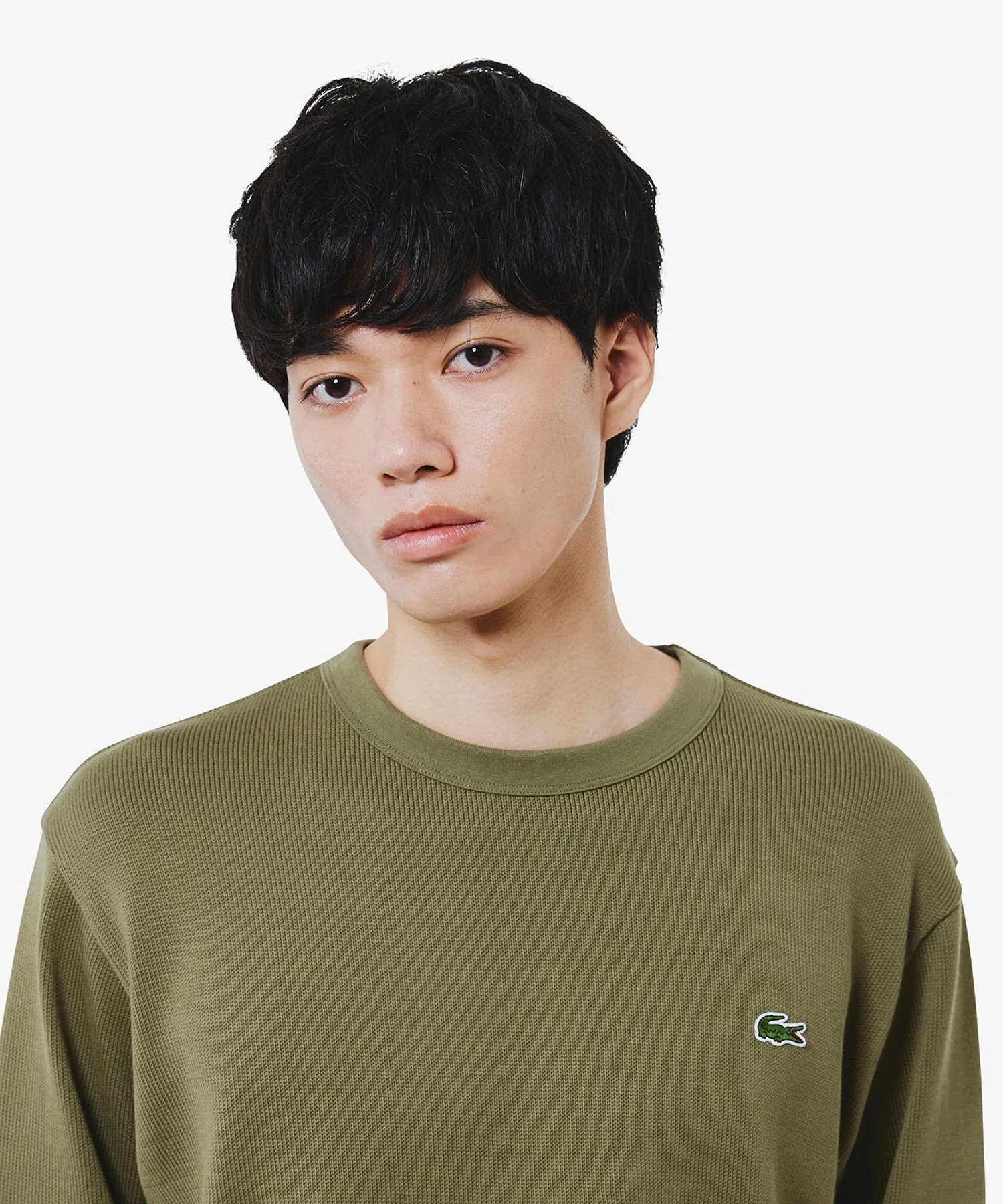 Футболка с длинным рукавом из плотного трикотажа LACOSTE, Olive — фото 3