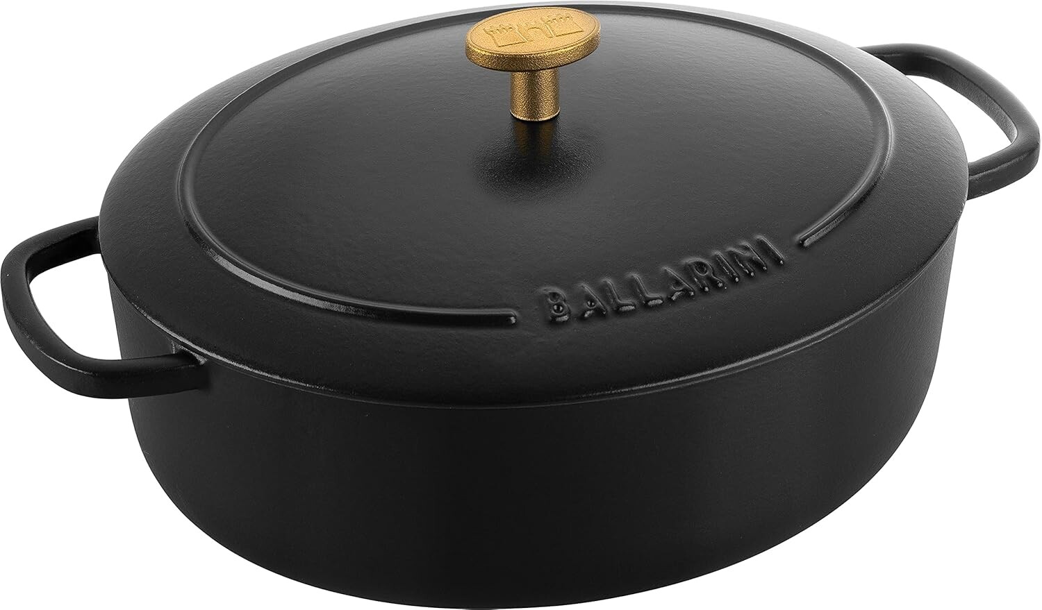 

Ballarini Z1023-627 Bellamonte, овальная форма, 9,1 дюйма (23 см), трюфельный черный, кастрюля с двумя ручками, литье, эмалированная кастрюля, совместима с индукционной печью, Truffle Black