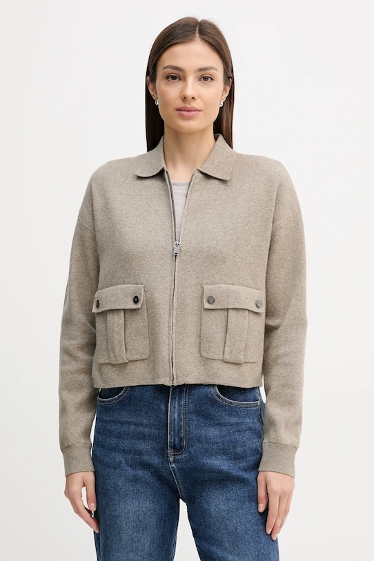 

Кардиган из шерстяной смеси DKNY, бежевый