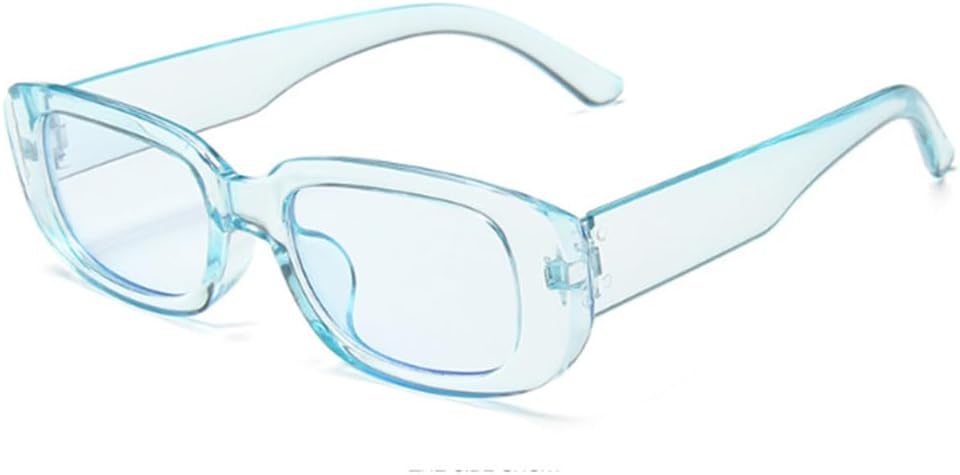 

Солнцезащитные очки в тонкой прямоугольной оправе для женщин и мужчин, разноцветные, с защитой от солнца, для вождения и отдыха на открытом воздухе Weloveushop, Transparent Blue Frame Blue Flakes