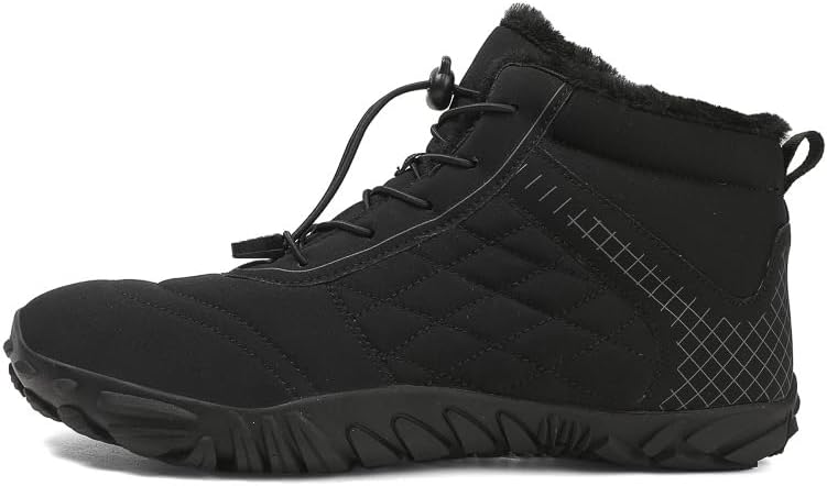 

Универсальные походные ботинки для ходьбы, Водонепроницаемые зимние ботинки для снега с широким носком и нескользящей подошвой с нулевым перепадом высоты для мужчин и женщин, для походов и прогулок на открытом воздухе Hhhchpm, черный