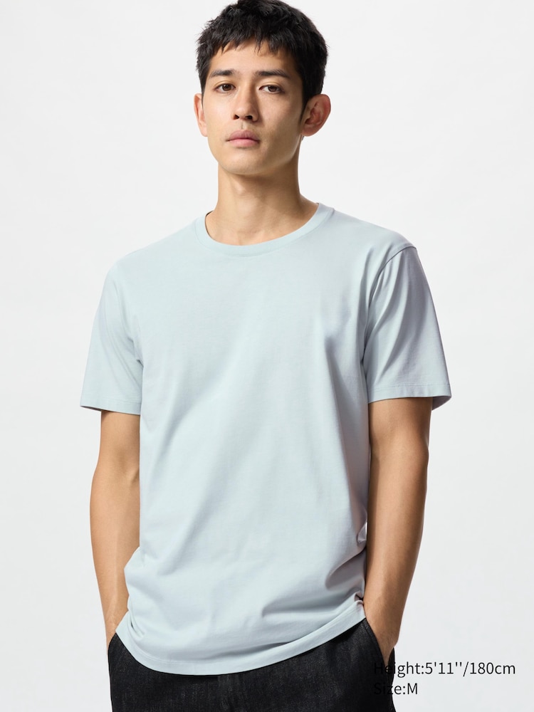 

Футболка с круглым вырезом из 100% хлопка supima Uniqlo, цвет 50 зеленый