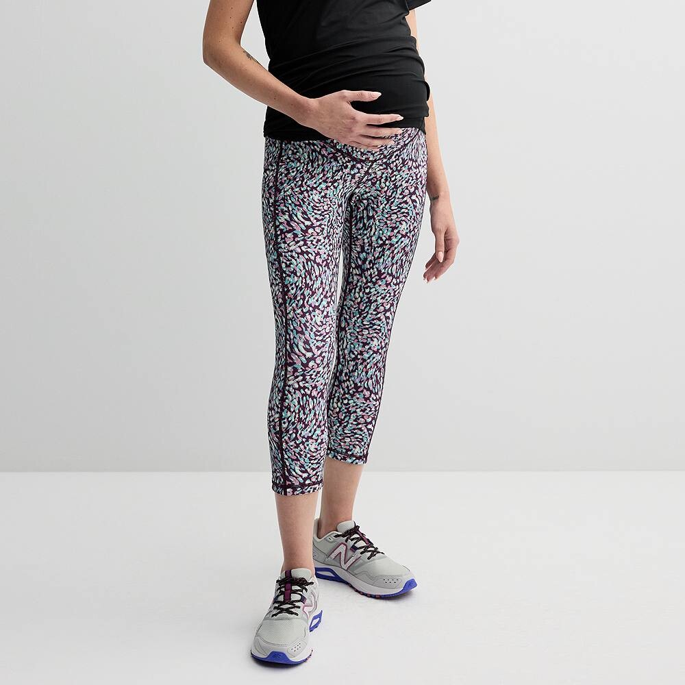 

Капри для беременных Tek Gear Ultrastretch с высокой посадкой, цвет Plum Spotted