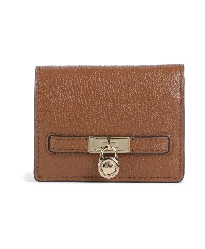 

Жесткий кошелек с золотой пряжкой и застежкой-молнией. Michael Kors, коричневый