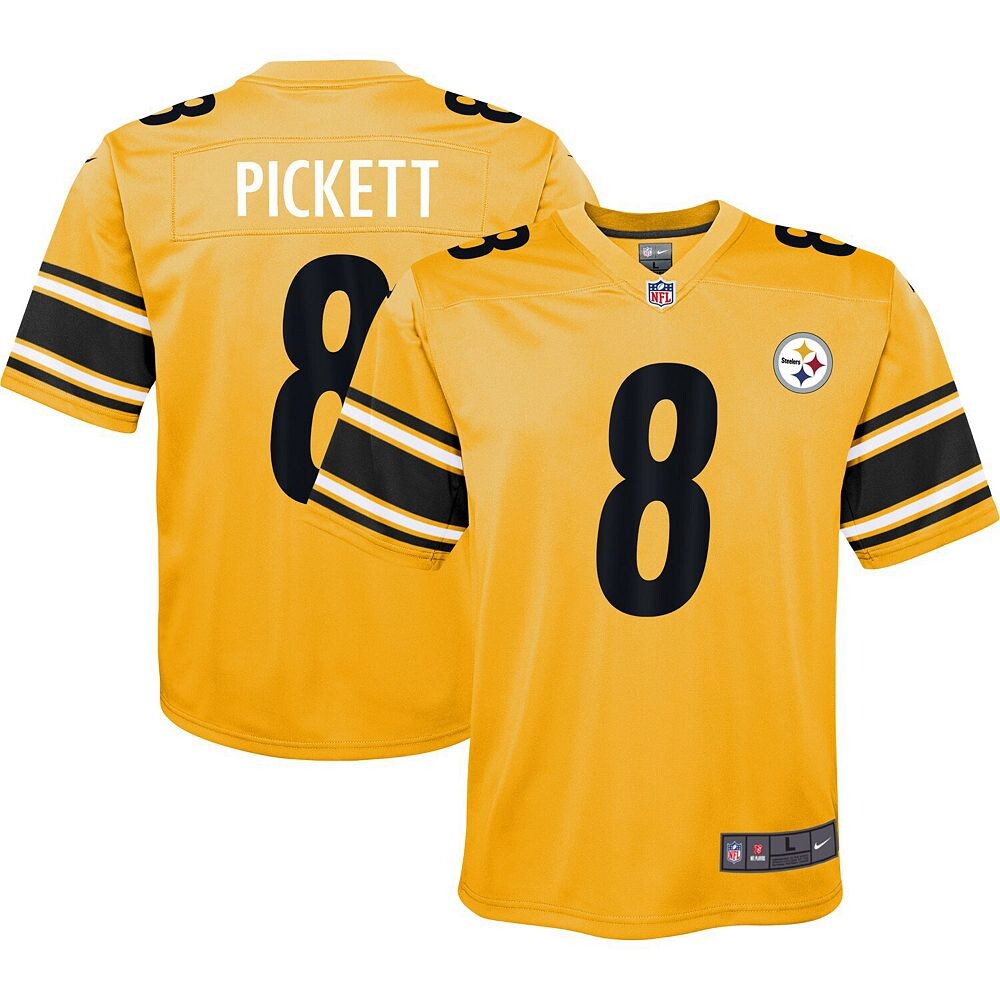 

Молодежная футболка Nike Kenny Pickett Gold Pittsburgh Steelers Inverted Game, цвет Stl Gold