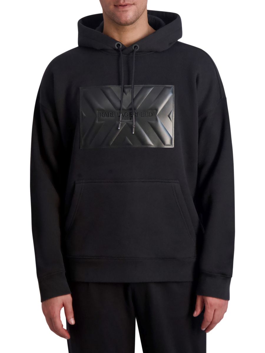 

Толстовка с капюшоном Slim Fit из флиса с логотипом KARL LAGERFELD PARIS WHITE LABEL, черный