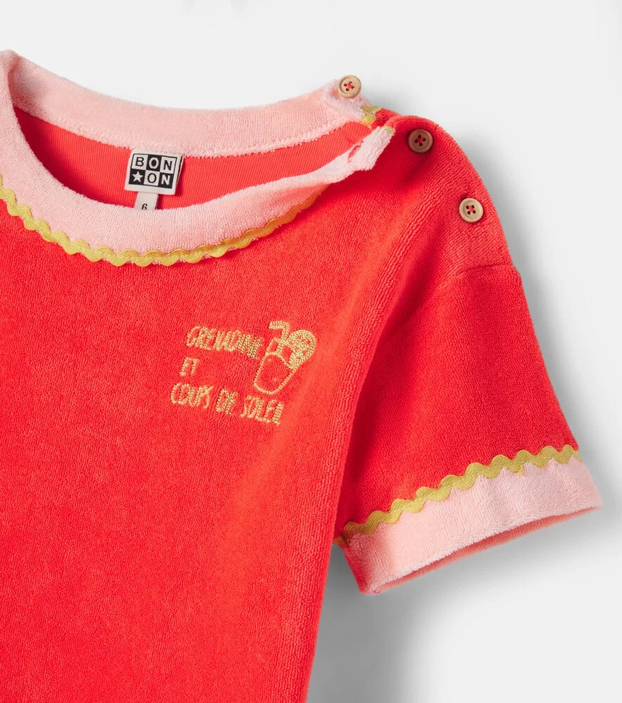 Комплект Livia из хлопковой махровой футболки и шорт Bonton, оранжевый — фото 3