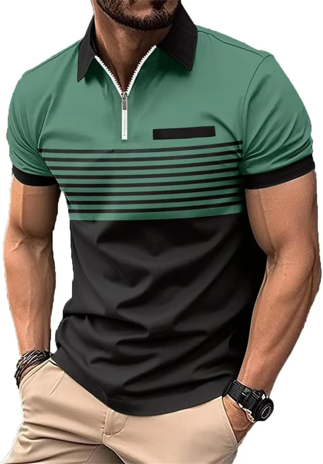 

Thatrich мужская поло с полосками, короткий рукав, легкая