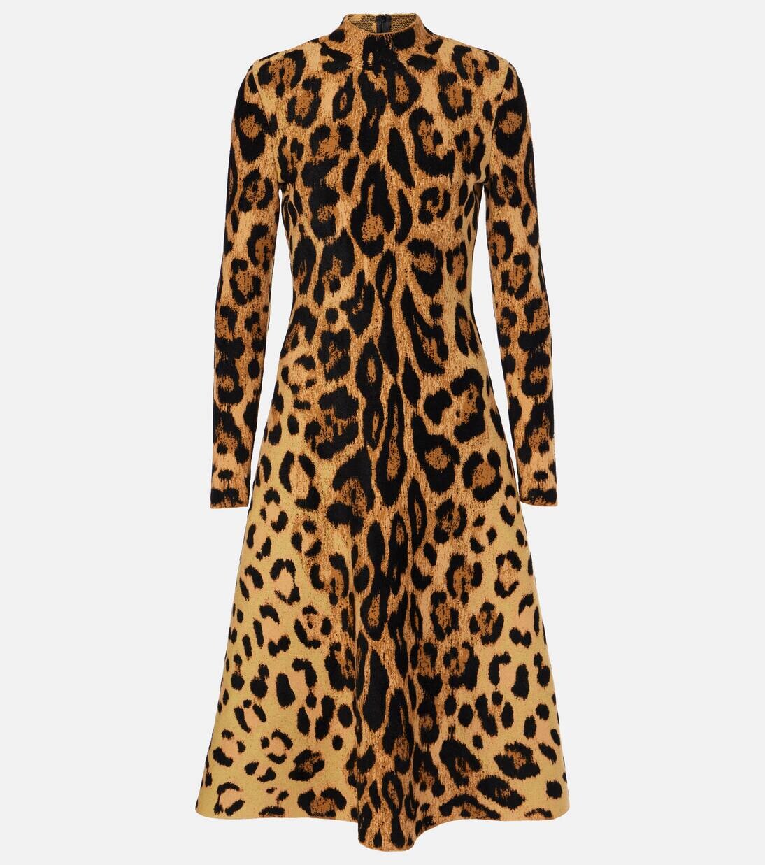 

Платье миди из жаккарда с леопардовым принтом Jaguar Oscar De La Renta, цвет beige multi